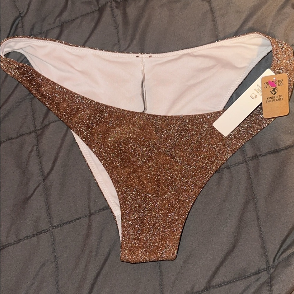 PINK Victoria's Secret Glitter Bikini Bottom - Brown